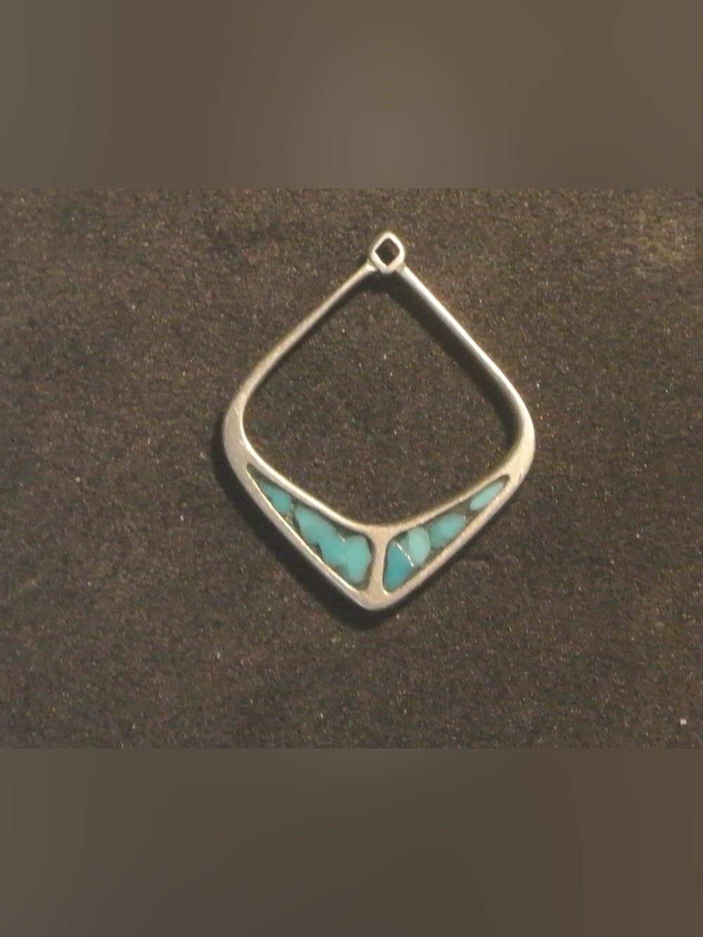 Turquoise Inlay Silver Drop Earrings - Teardrop Frame